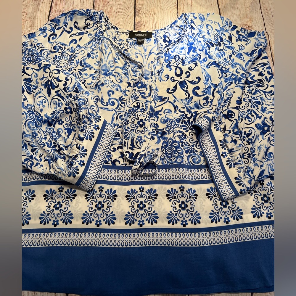 Karen Kane Blouson Sleeve Top with Ties Size XL
